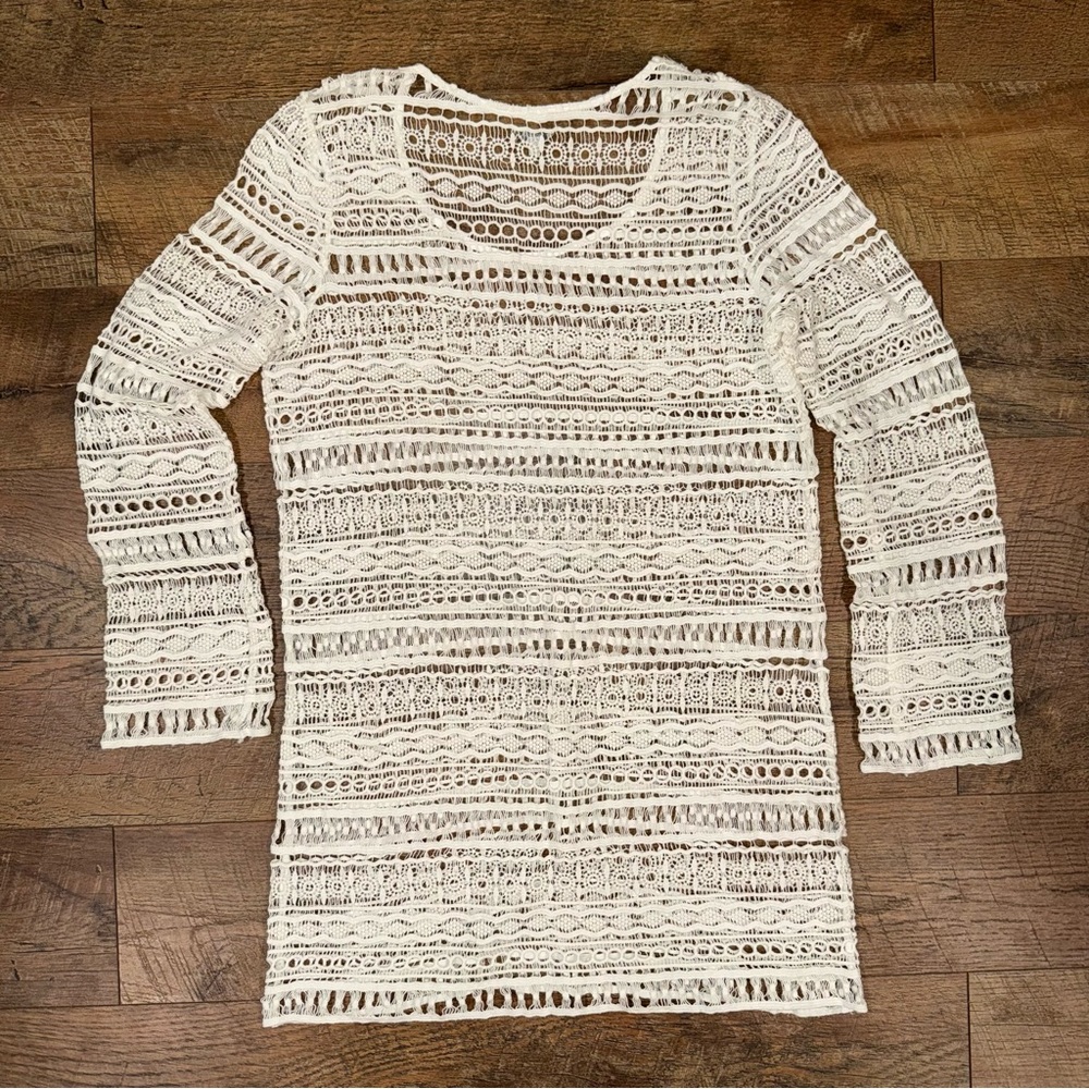 Tavik+ Cream Crochet Knit Swim Cover Up